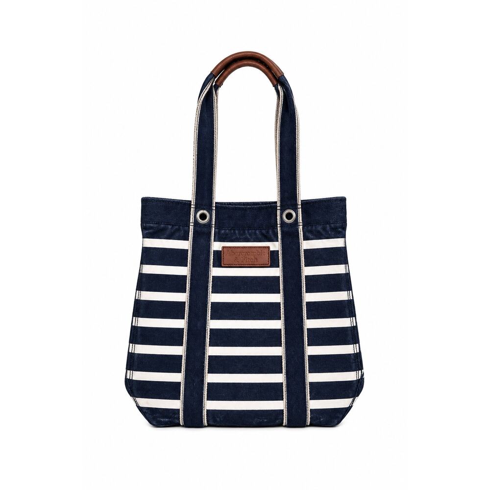 Vintage Abercrombie & Fitch Nautical Stripe Canvas Tote Bag | Y2K Coastal Preppy